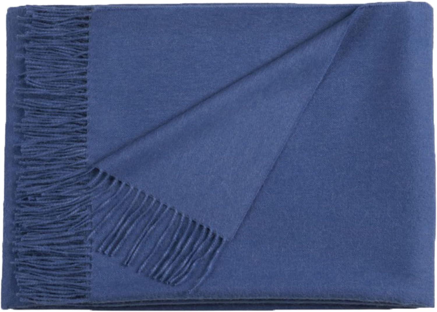 Cobalt Blue Baby Alpaca Wool Throw Blanket