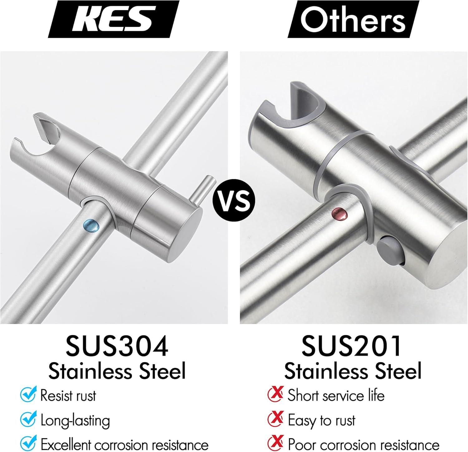 KES Shower Slide Bar 30-Inch Adjustable Shower Head Holder Drill-Free Mounted Brushed Finish