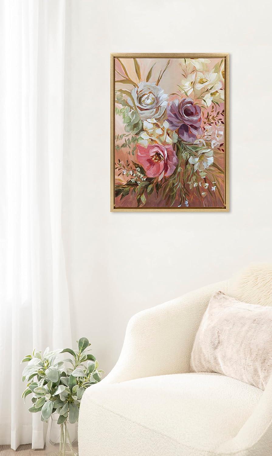 18" x 24" Sylvie Rose Bouquet Framed Canvas by Annie Quigley - Kate & Laurel All Things Decor