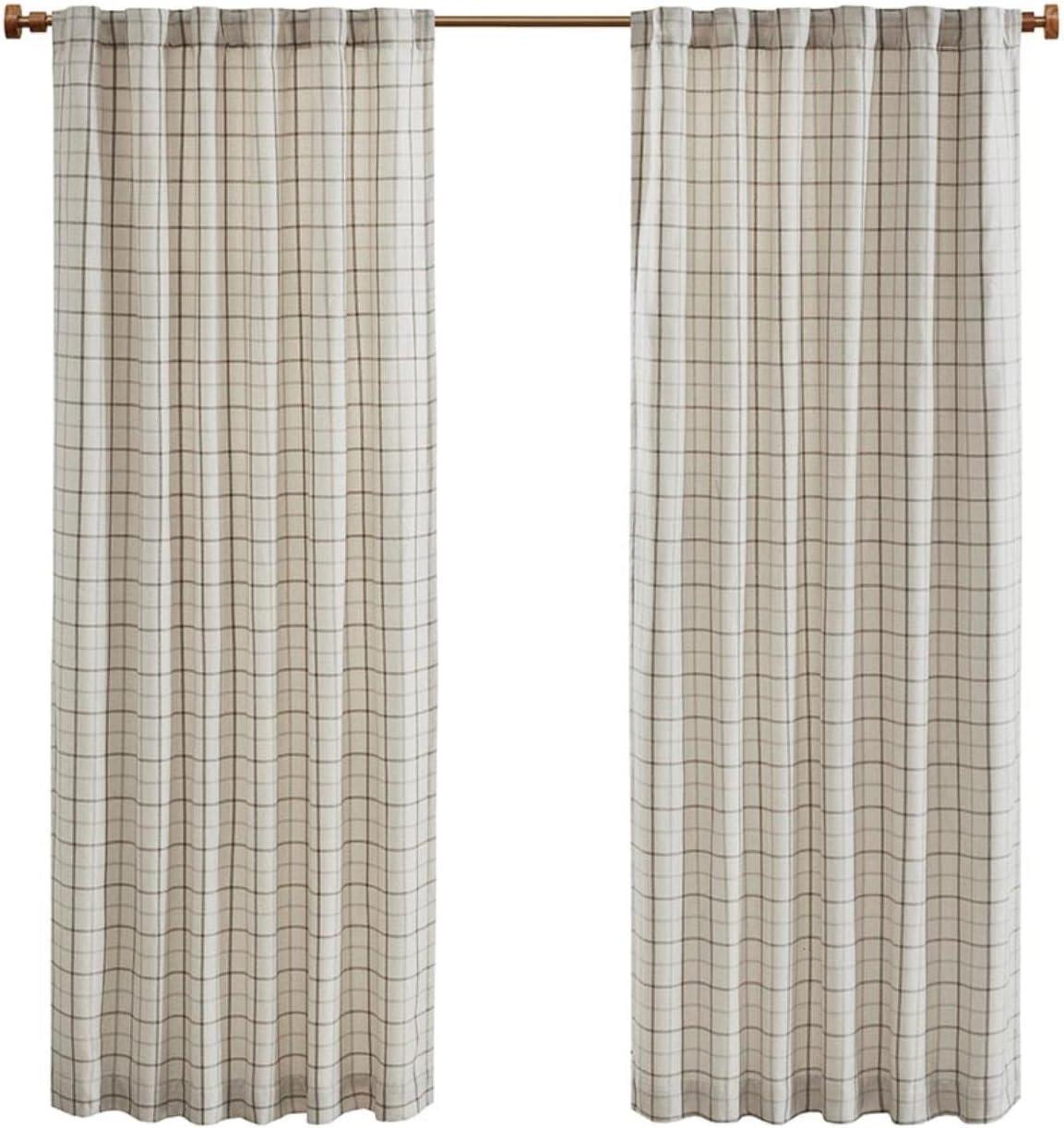 Anaheim Woven Plaid Room Darkening Thermal Fleece Lined Single Curtain Panel