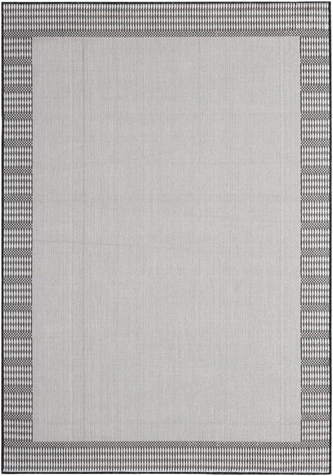 Grey and Black Synthetic Indoor/Outdoor Area Rug