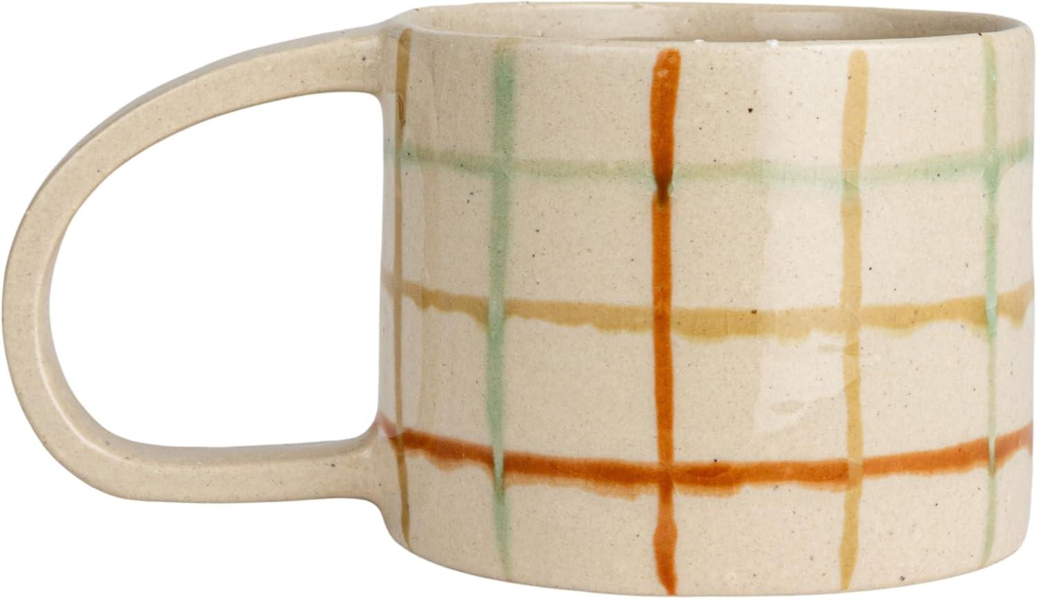 Multicolor Checkered Ceramic Round Mug with Handle