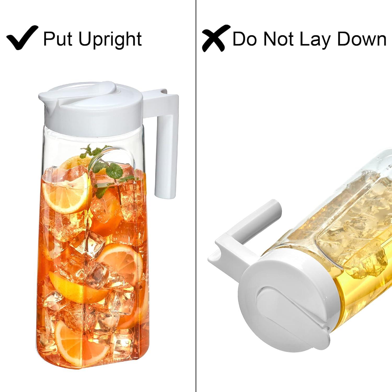 Amazing Abby - Slim - Tritan Pitcher (64 oz), Unbreakable Plastic Pitcher with Lid, BPA-Free, Heat-Resistant, Dishwasher-Safe, Great for Both Iced and Hot Drinks, Indoors and Outdoors, White