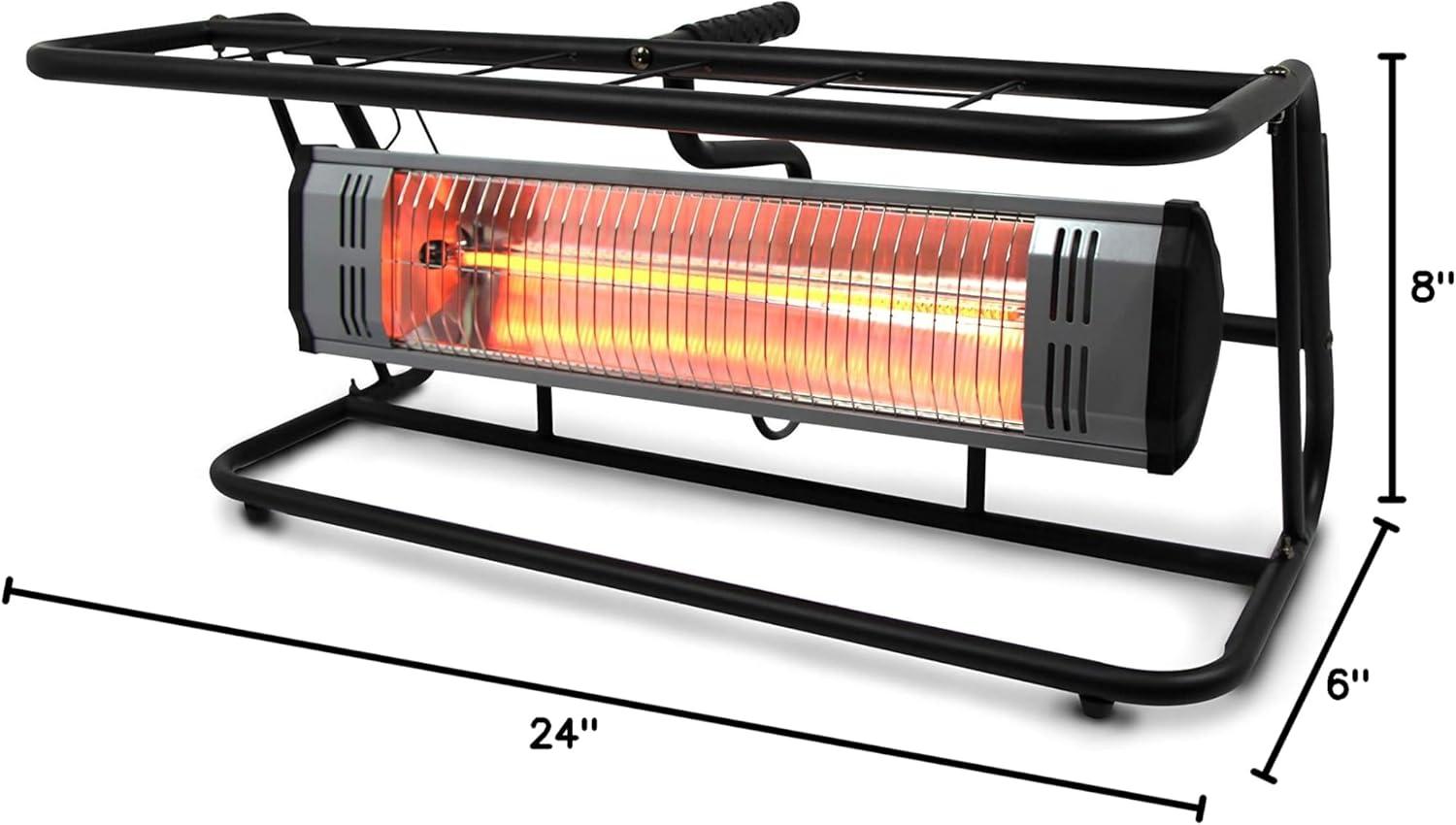 Black Infrared Electric Heater with Roll Cage