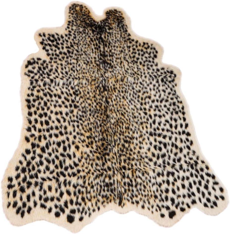 Leopard Print Faux Cowhide Animal Skin Rug, 39.4x37.4 inches