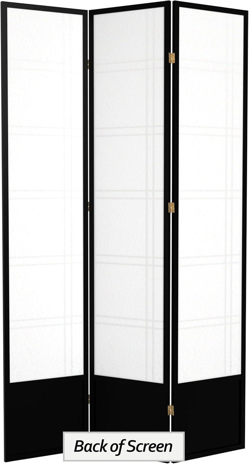 Handmade 84-inch Double-cross Wood/Rice-paper Shoji Screen (China) 3 Panel Rosewood
