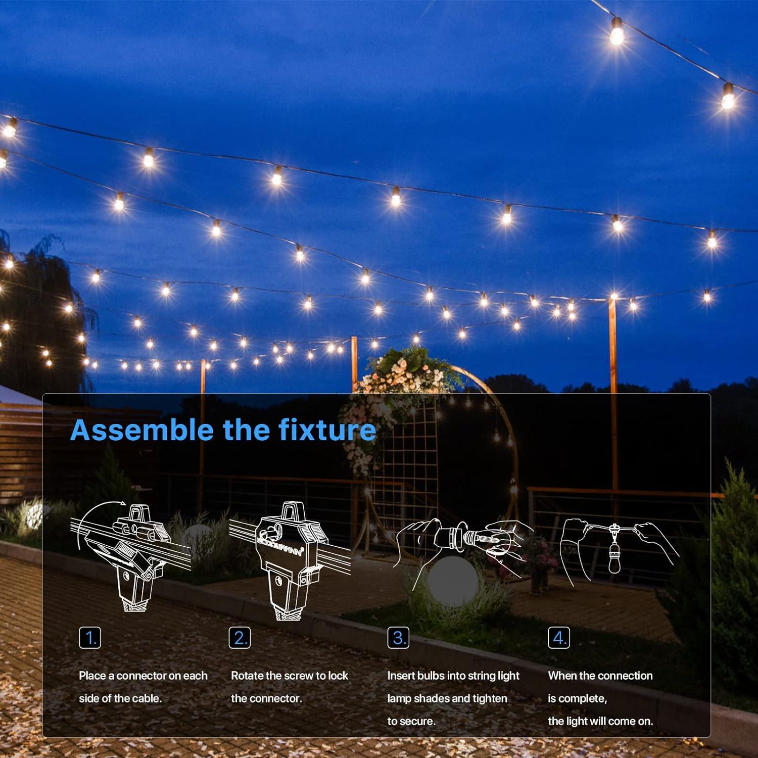 Warm White LED Outdoor Waterproof String Lights 6-Pack