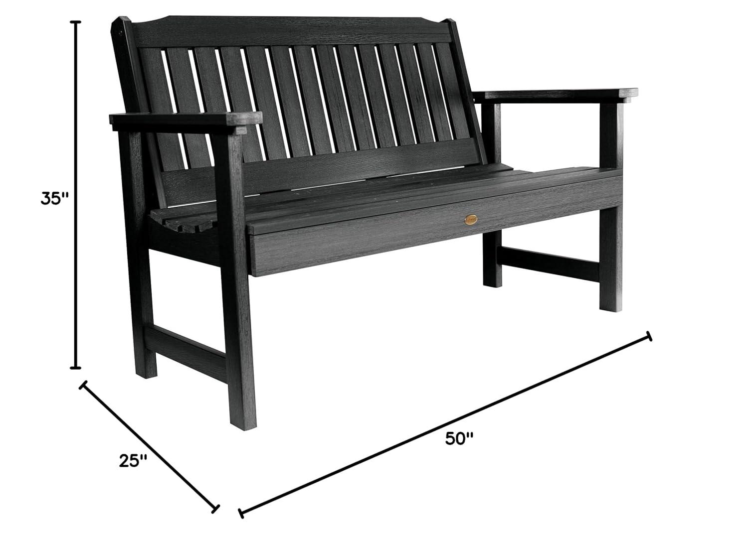 4' Lehigh Garden Bench Black - highwood: Weather-Resistant, Fade-Resistant, 500lb Capacity, Recycled Plastic