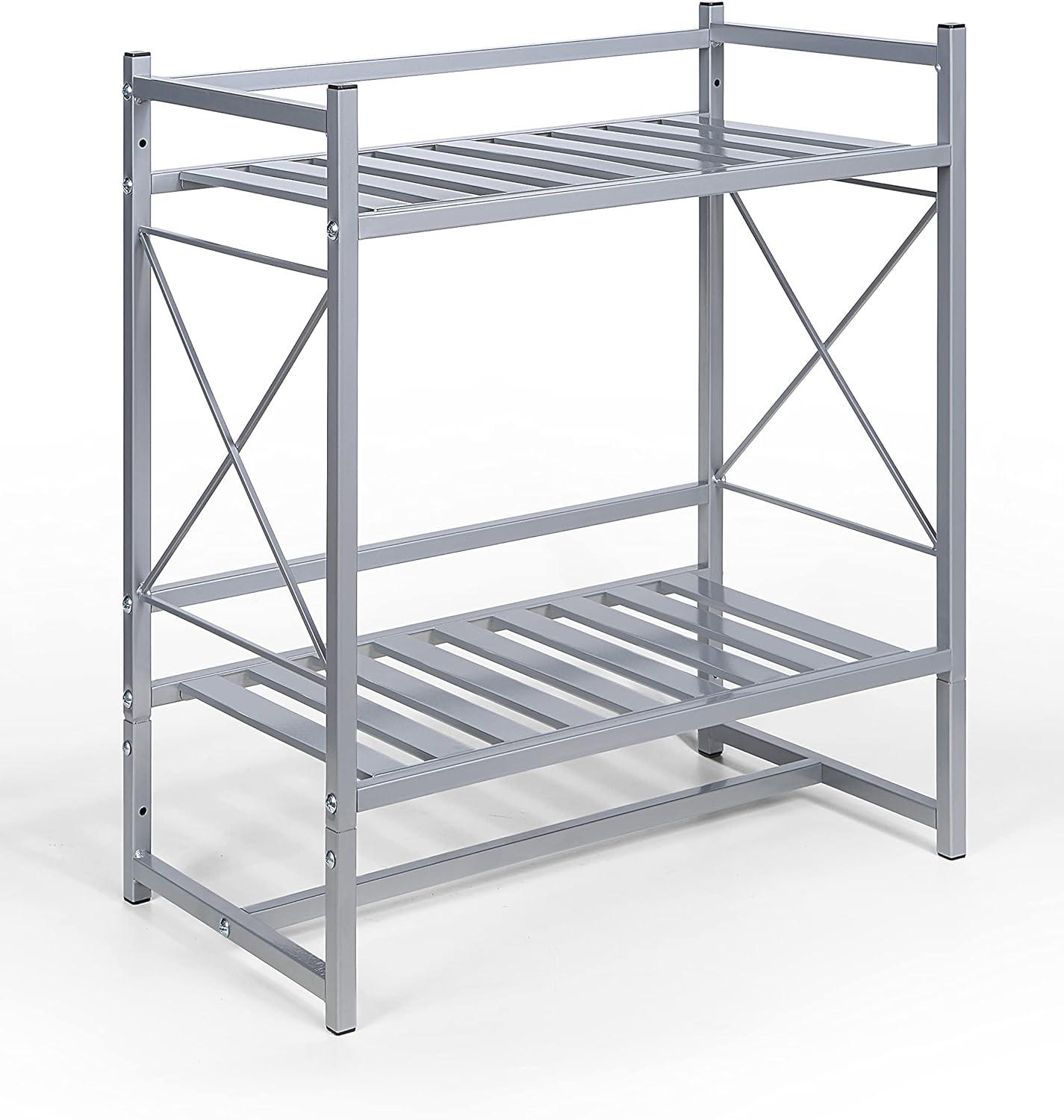 Silver Wall-Mounted 2-Tier Bathroom Shelf with Towel Bar