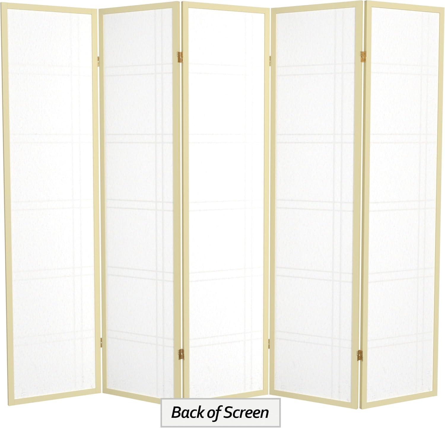 Oriental Furniture 6 Ft Tall Double Cross Shoji Screen Special Edition, 5 panel, ivory color