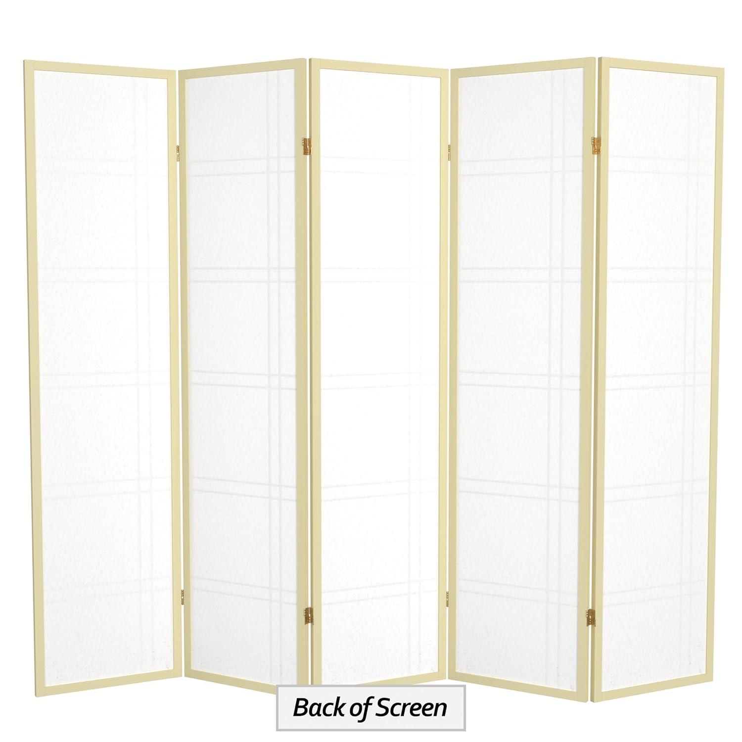 Oriental Furniture 6 Ft Tall Double Cross Shoji Screen Special Edition, 5 panel, ivory color