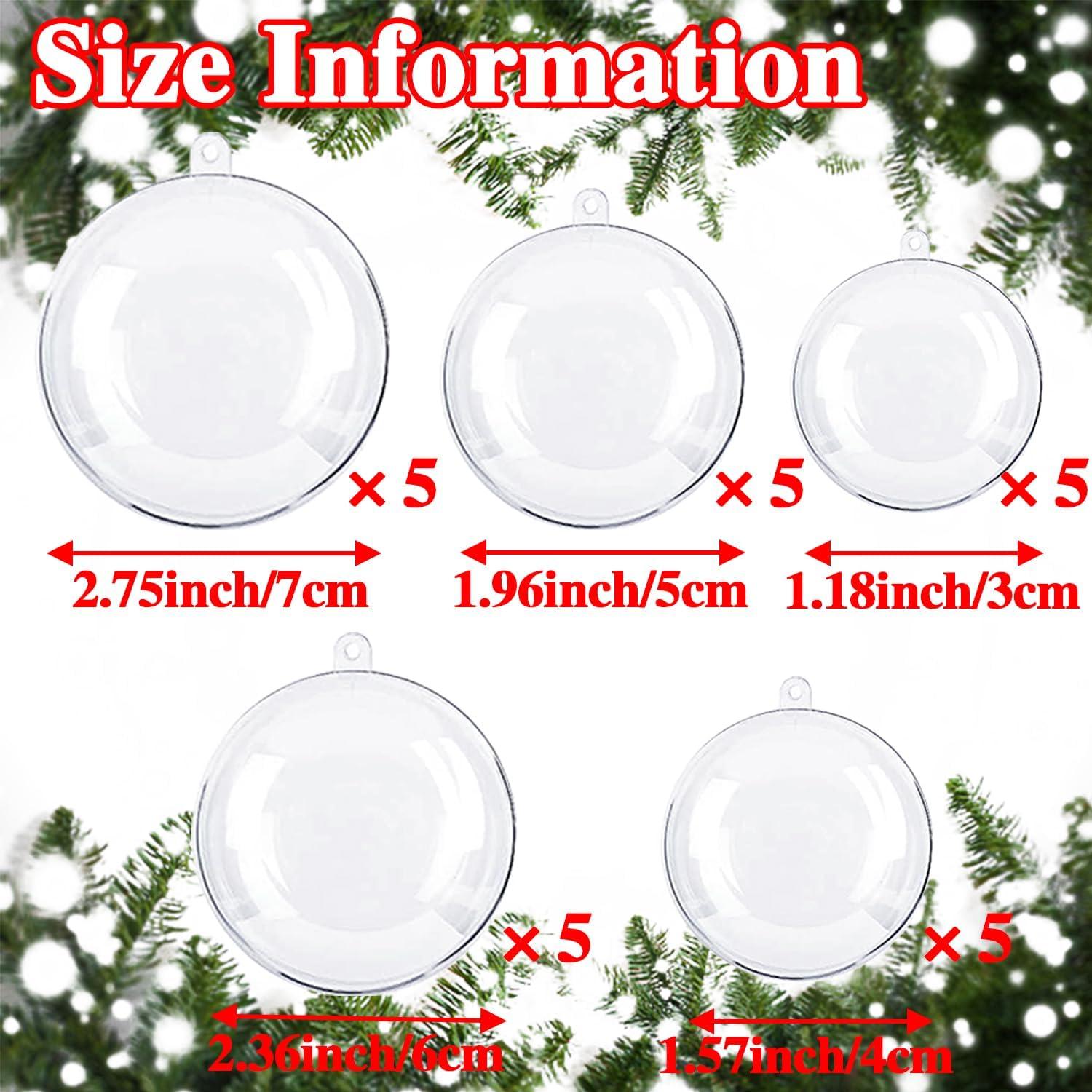 25 Clear Plastic Fillable Spherical Ornaments for Halloween and Christmas