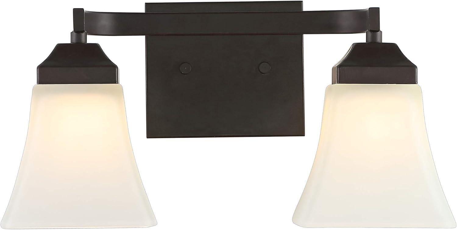 15" Black Iron and Frosted Glass Bathroom Vanity Light