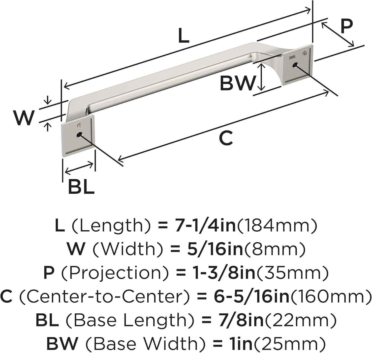 Amerock Exceed 6-5/16 inch (160mm) Center-to-Center Polished Nickel Cabinet Pull