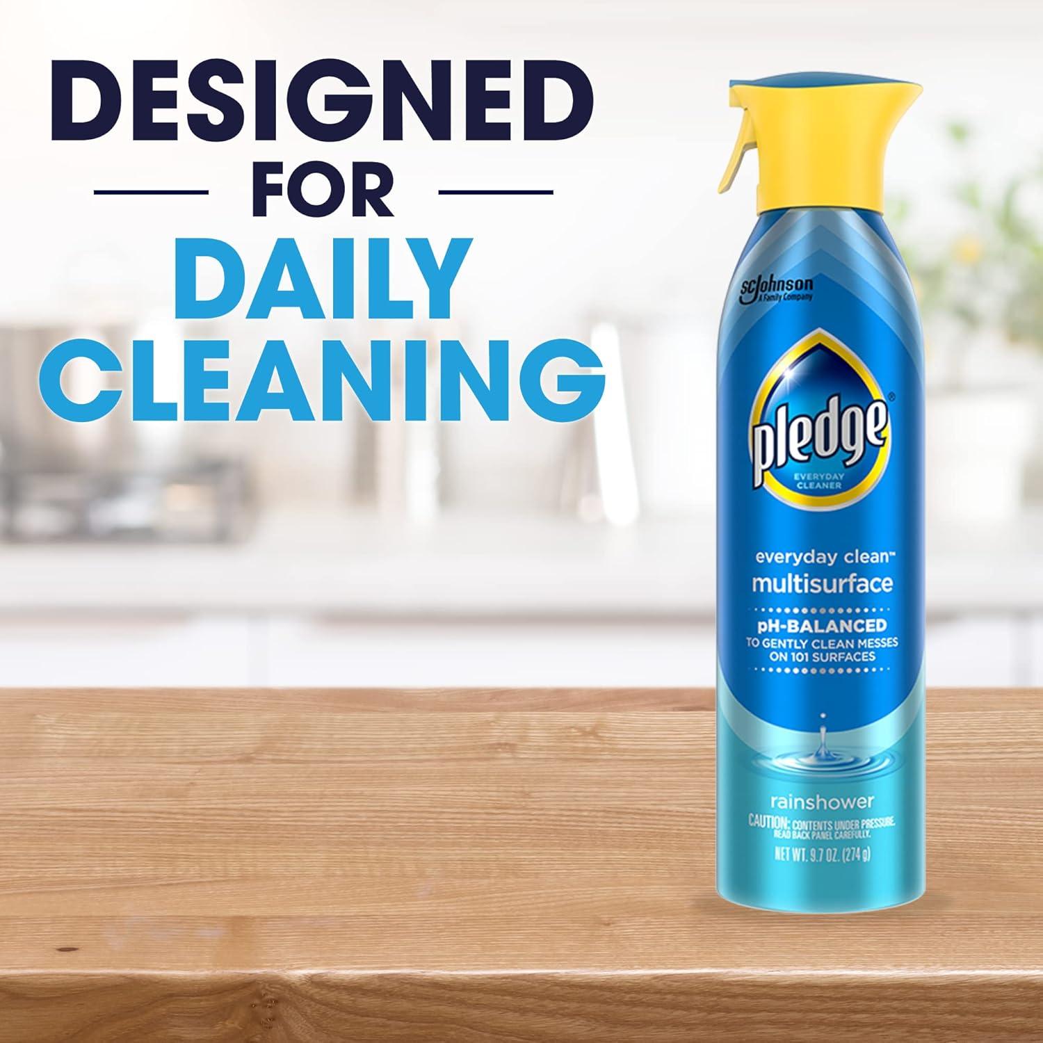 Pledge® Multi Surface Cleaner, Everyday Cleaner™, Aerosol, Rainshower Scent, 9.7 oz