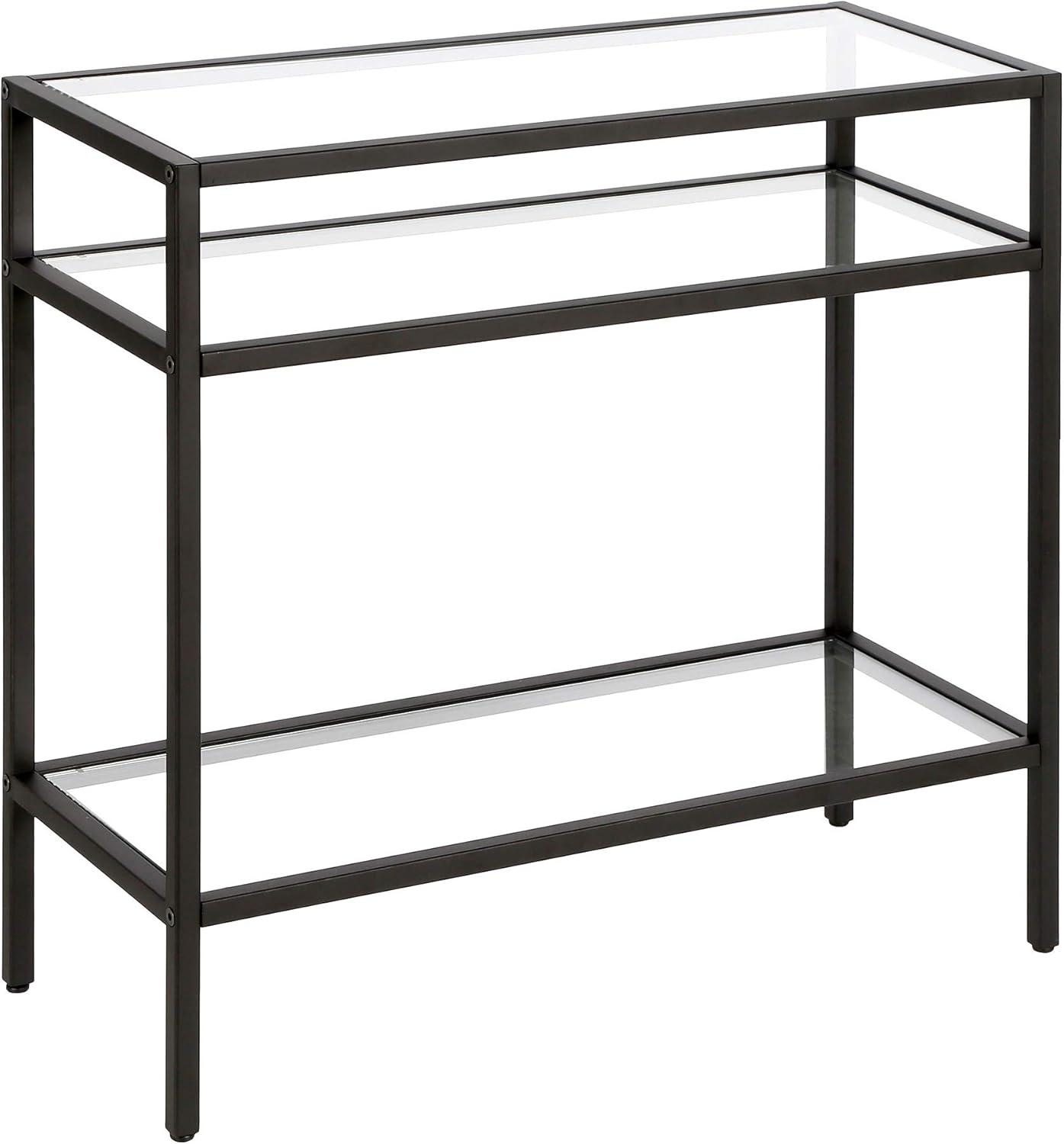 Evelyn&Zoe Sivil 24" Wide Rectangular Side Table, Blackened Bronze