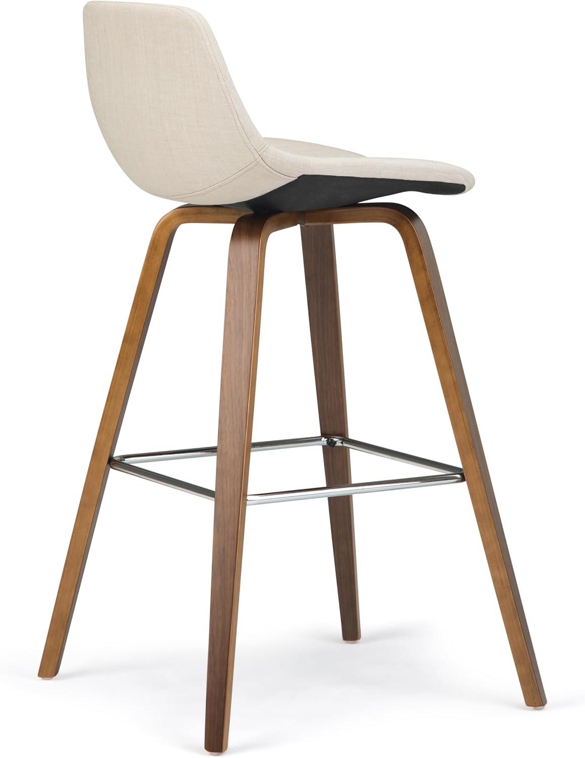 Set of 2 Cacey Bentwood Counter Height Barstools Cream - WyndenHall: Mid-Century, Chrome Legs, Foam Padding