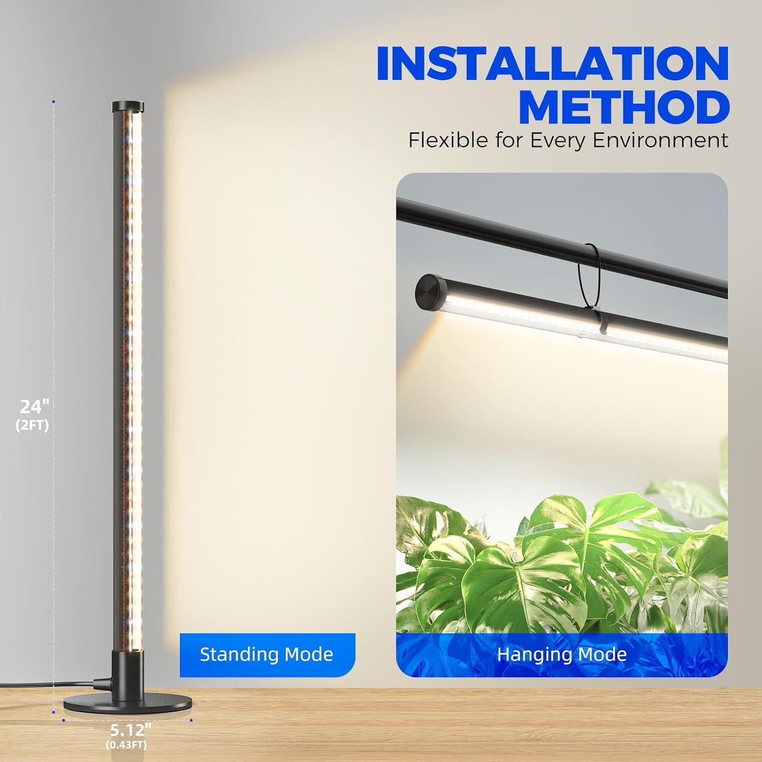 Barrina T10 Vertical Grow Light, 20W 2FT Desk LED Plant Light, Hanging and Standing, Table Top Full Spectrum Grow Lights for Indoor Plants with Stand and On/Off Switch, Ideal for Plants Growth