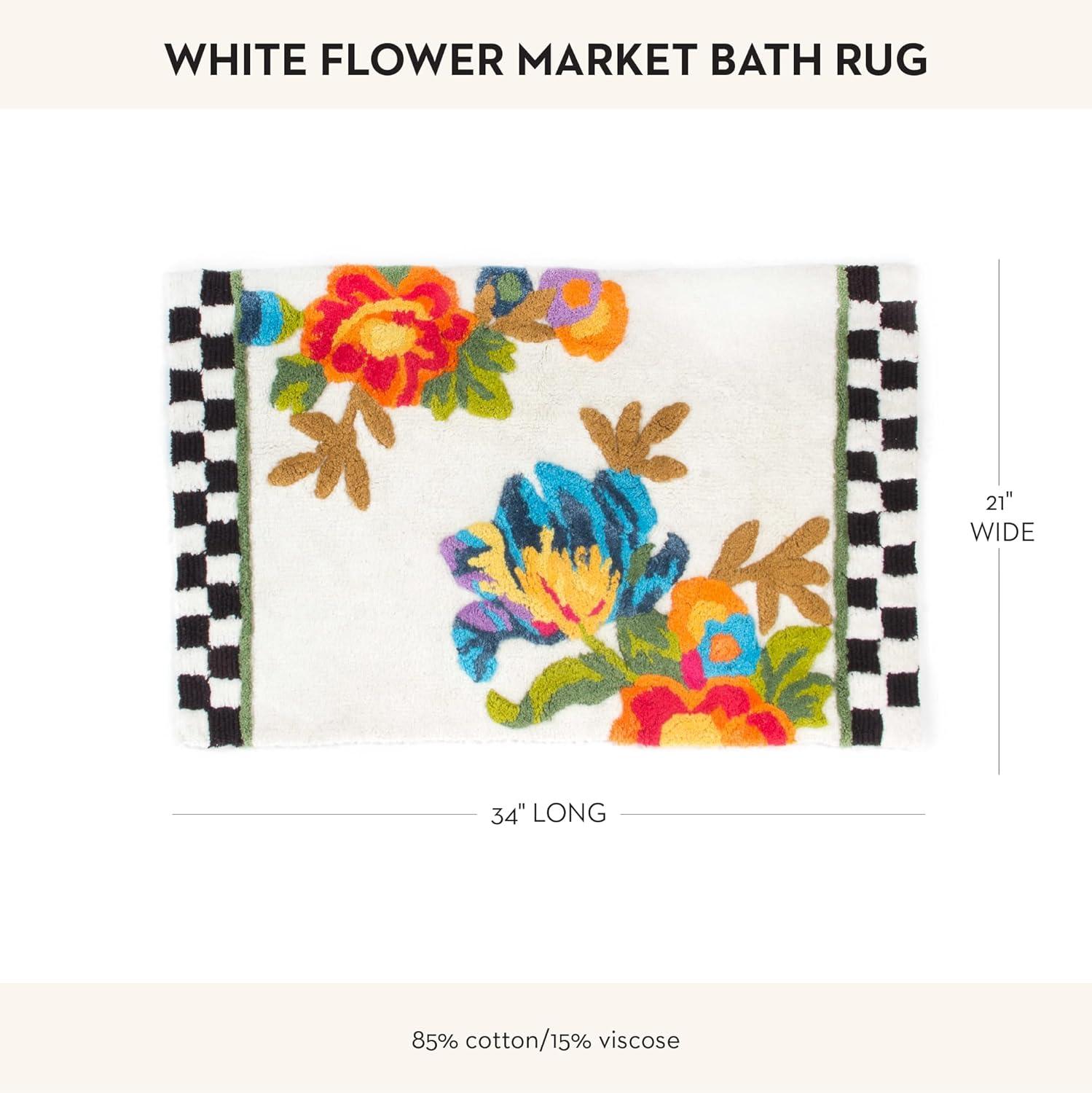 Floral Whisper Modern Cotton Bath Mat 34"L x 21"W - White