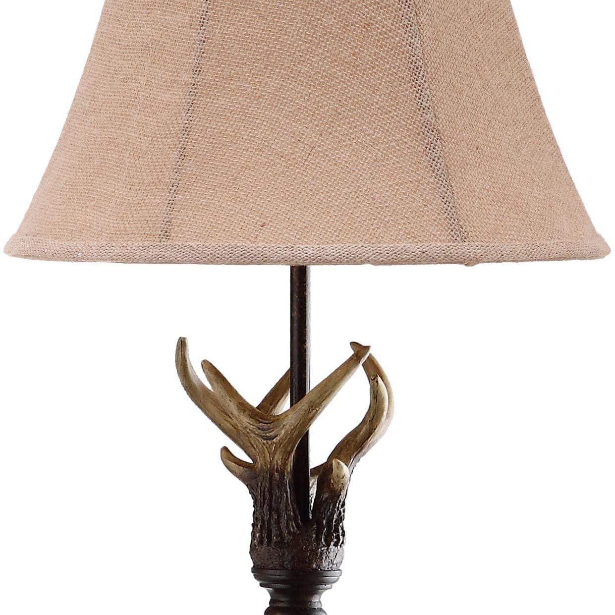 Rustic Black and Brown Cotton Shade Floor Lamp with USB