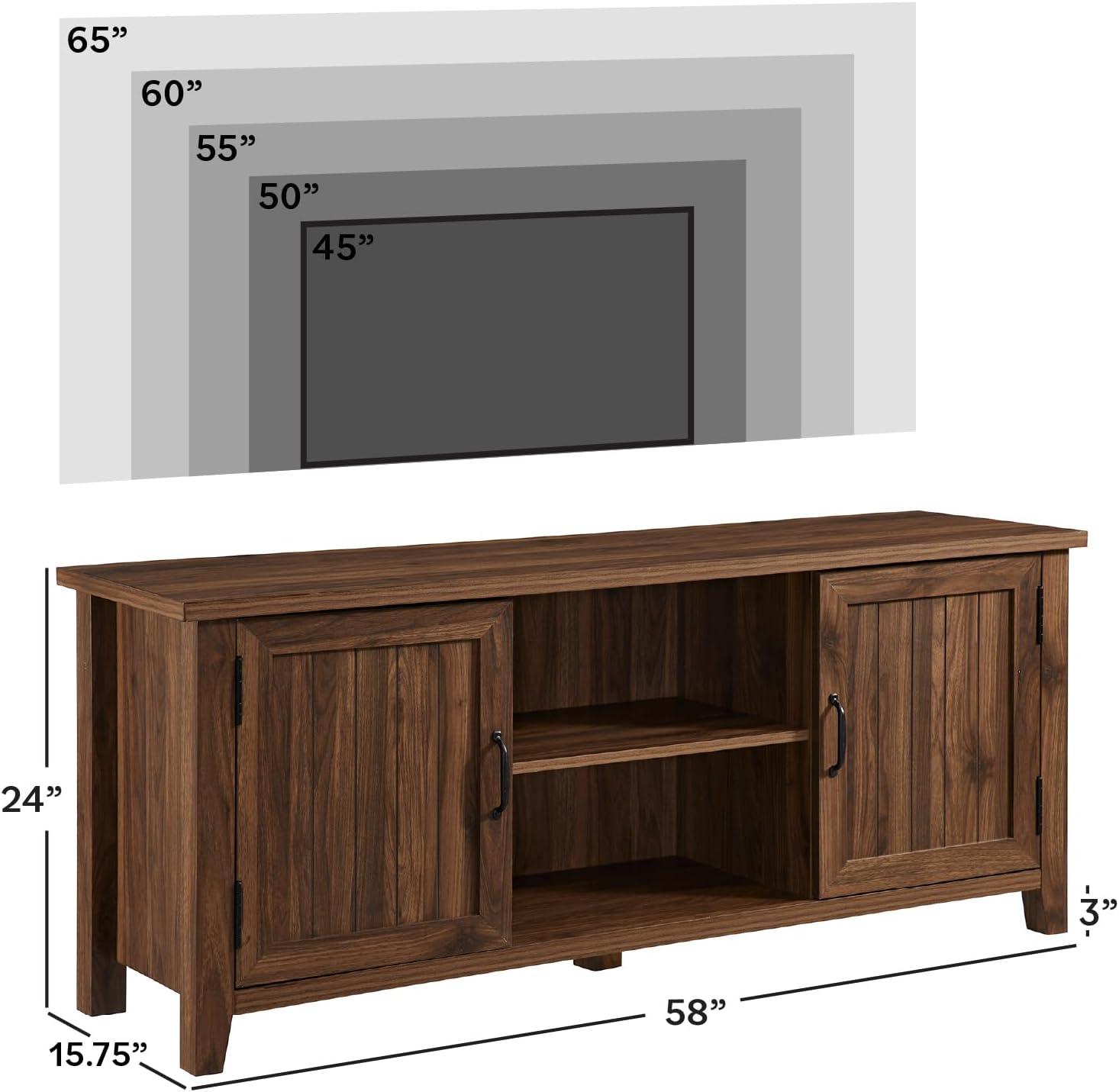 Dark Walnut 58" TV Stand with Cabinet and Storage