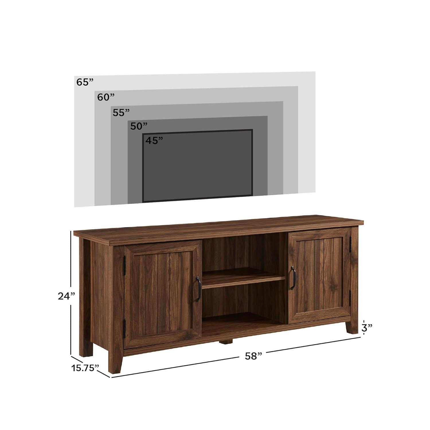 Dark Walnut 58" TV Stand with Cabinet and Storage