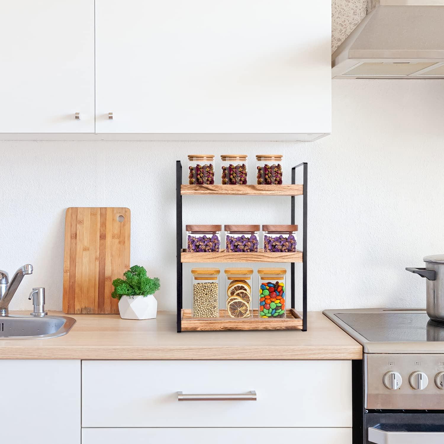 3-Tier Countertop Organizer for Counter Stylish Wood Vanity Shelf Storage - The Perfect Addition to Your Bathroom Decor