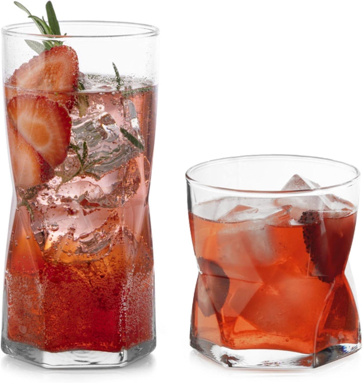 Libbey Rhombus 16-Piece Tumbler and Rocks Glass Set