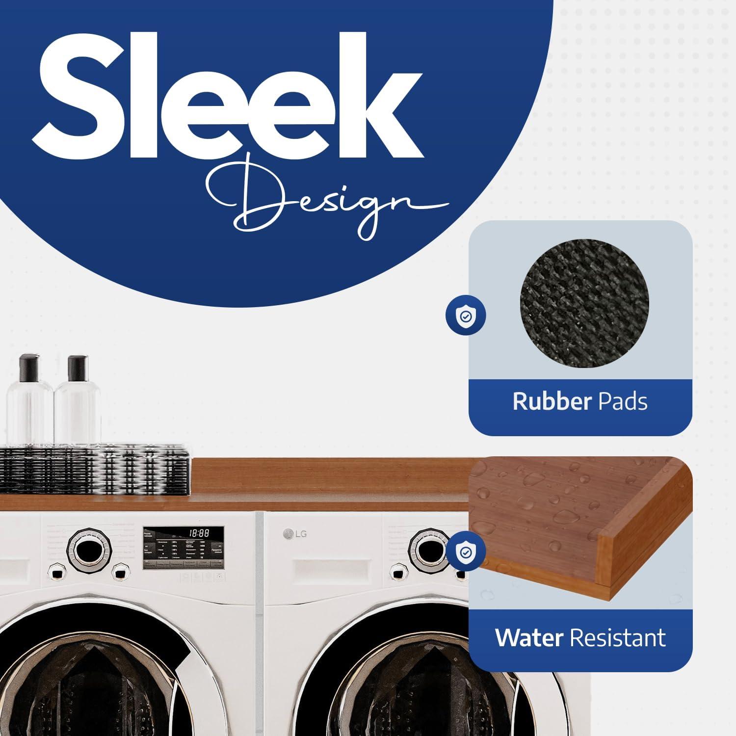 OfficeSimpli Washer Dryer Countertop w Non-Slip Pads, Made in USA, Laundry Room Wood Topper, Washer Dryer Cover for Top, Laundry Guard, Laundry Countertop, Laminate Finish (Cafe Latte)
