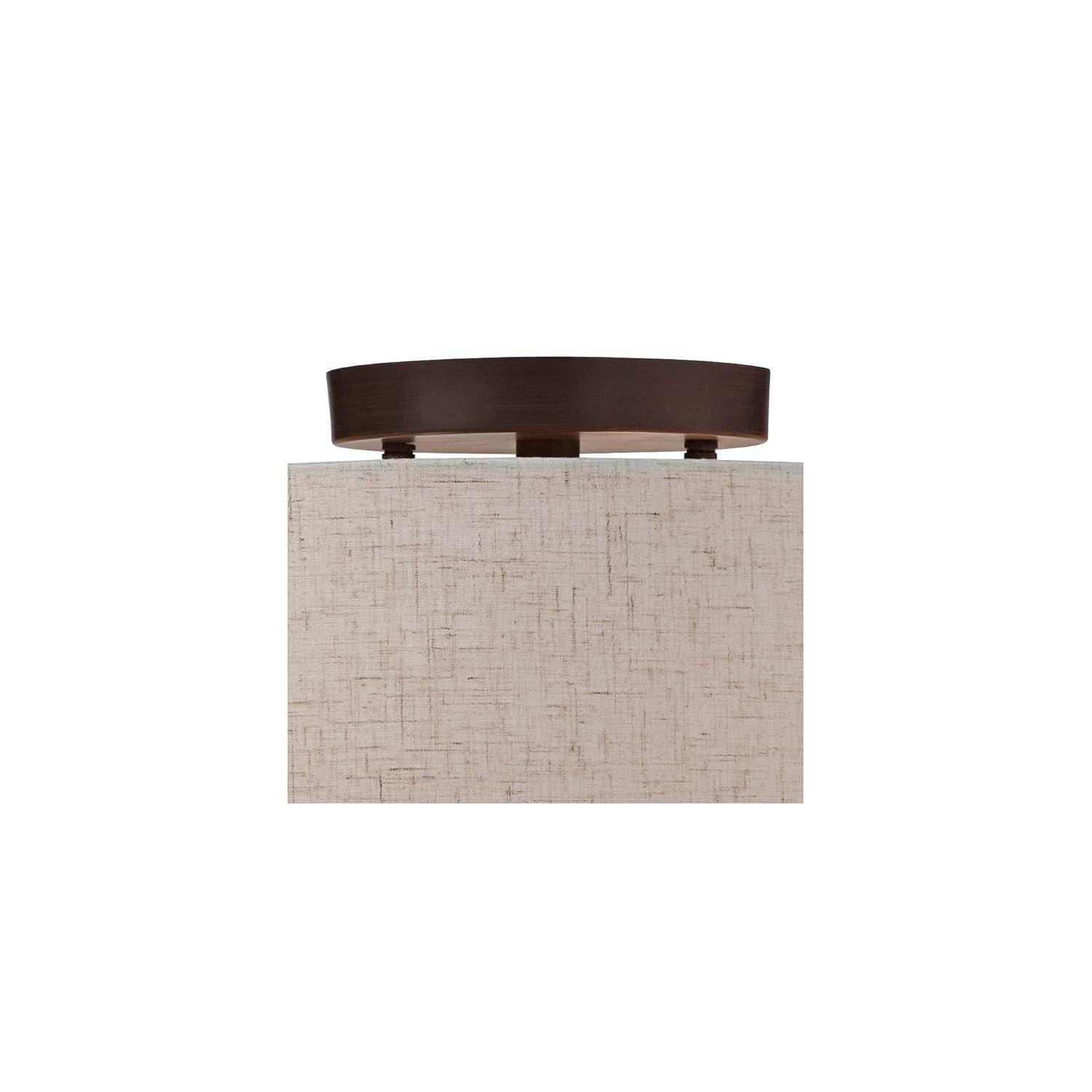 Regency Hill Sylvan Modern Ceiling Light Semi Flush Mount Fixture 14" Wide Bronze 3-Light Oatmeal Fabric Drum Shade for Bedroom Kitchen Living Room