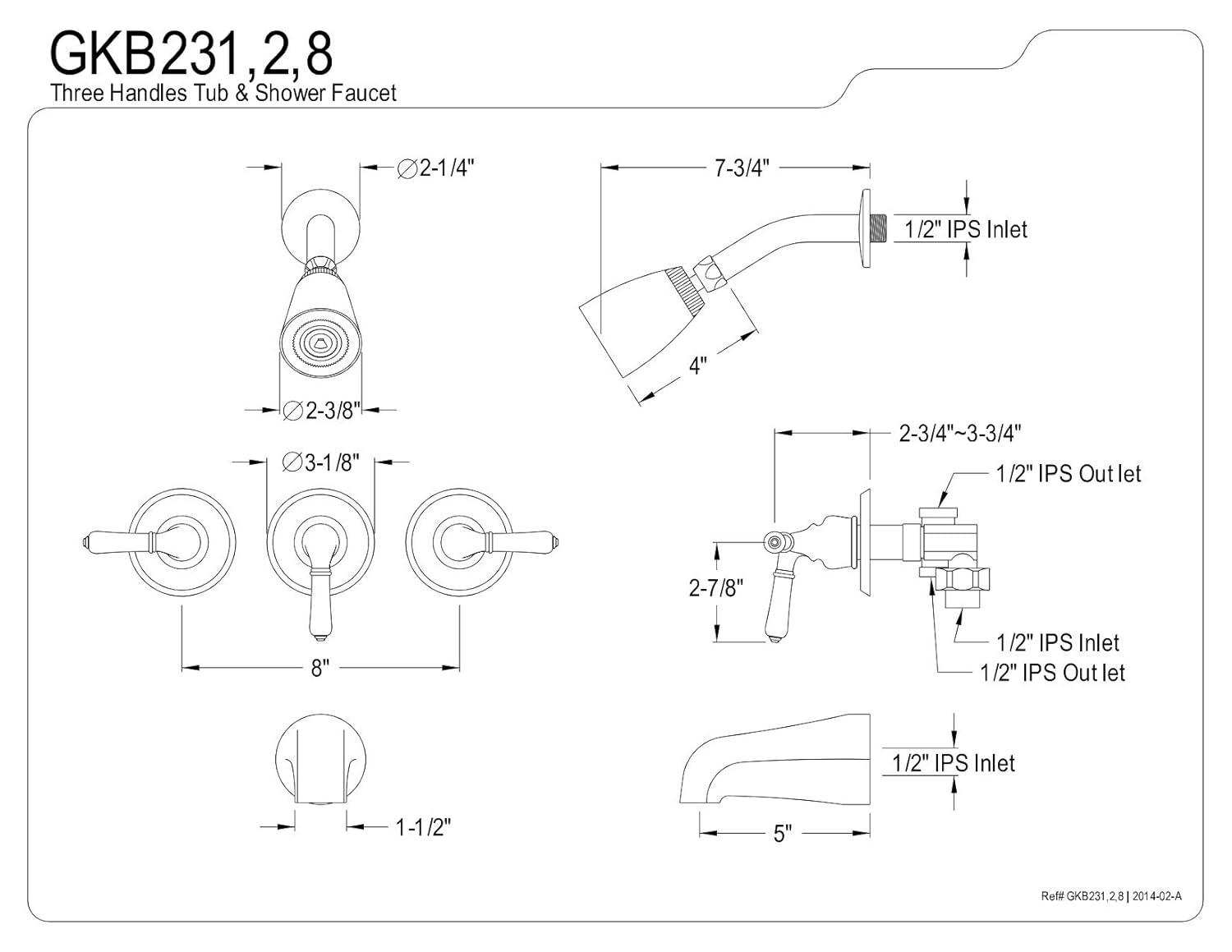 Brushed Nickel Wall Mounted Tub and Shower Faucet Set