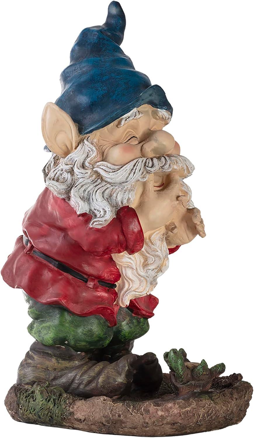 15" Multicolor Polyresin Smiling Garden Gnome Statue