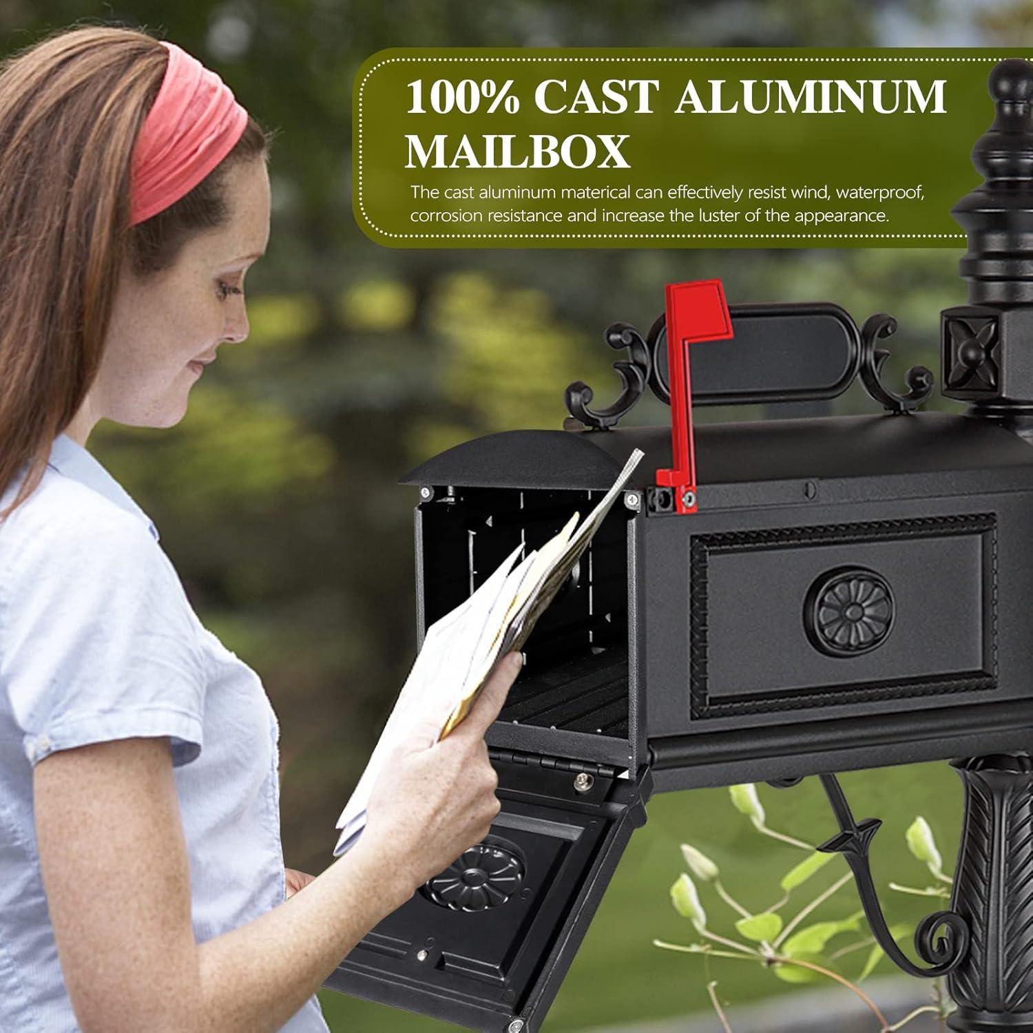 Polar Aurora Cast Aluminum Mailbox With Post Barcelona Decorative Modern Mail Box For Outside