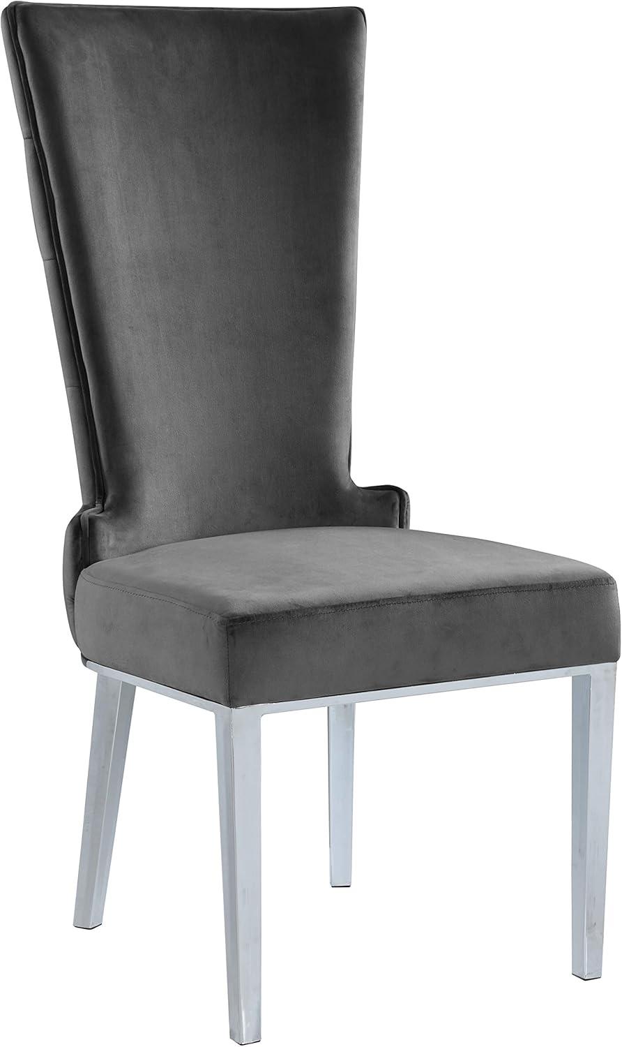 Meridian Furniture Serafina 20"H Velvet Dining Chair in Gray (Set of 2)