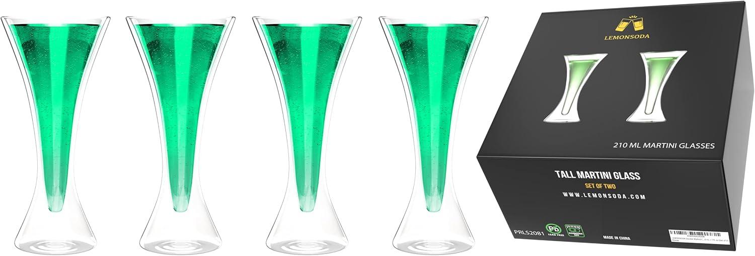 Double Walled Cocktail Martini Glasses - 210 mL / 7 fl. oz (Set of 4)