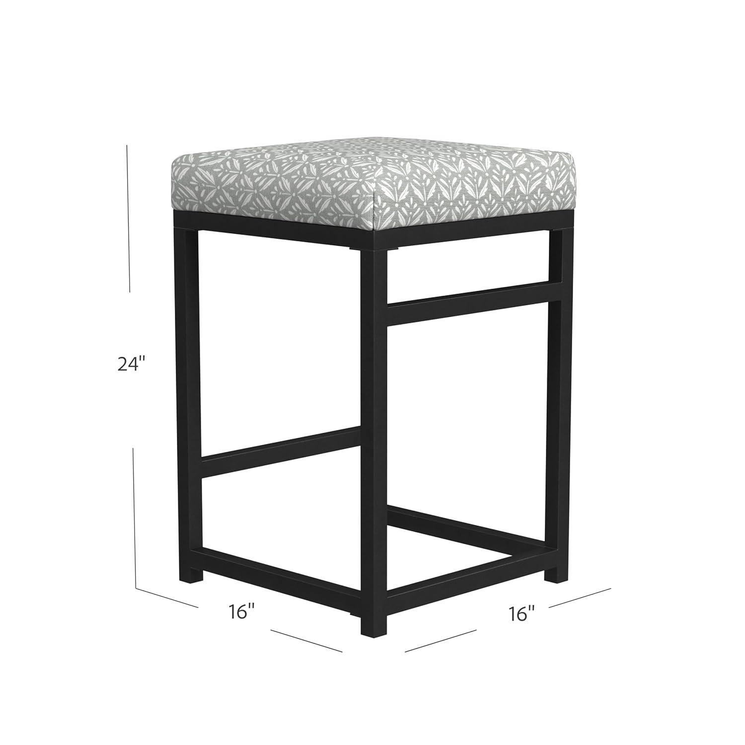 24" Open Back Metal Counter Height Barstool Gray - HomePop: Kitchen Island Seating, Industrial Design