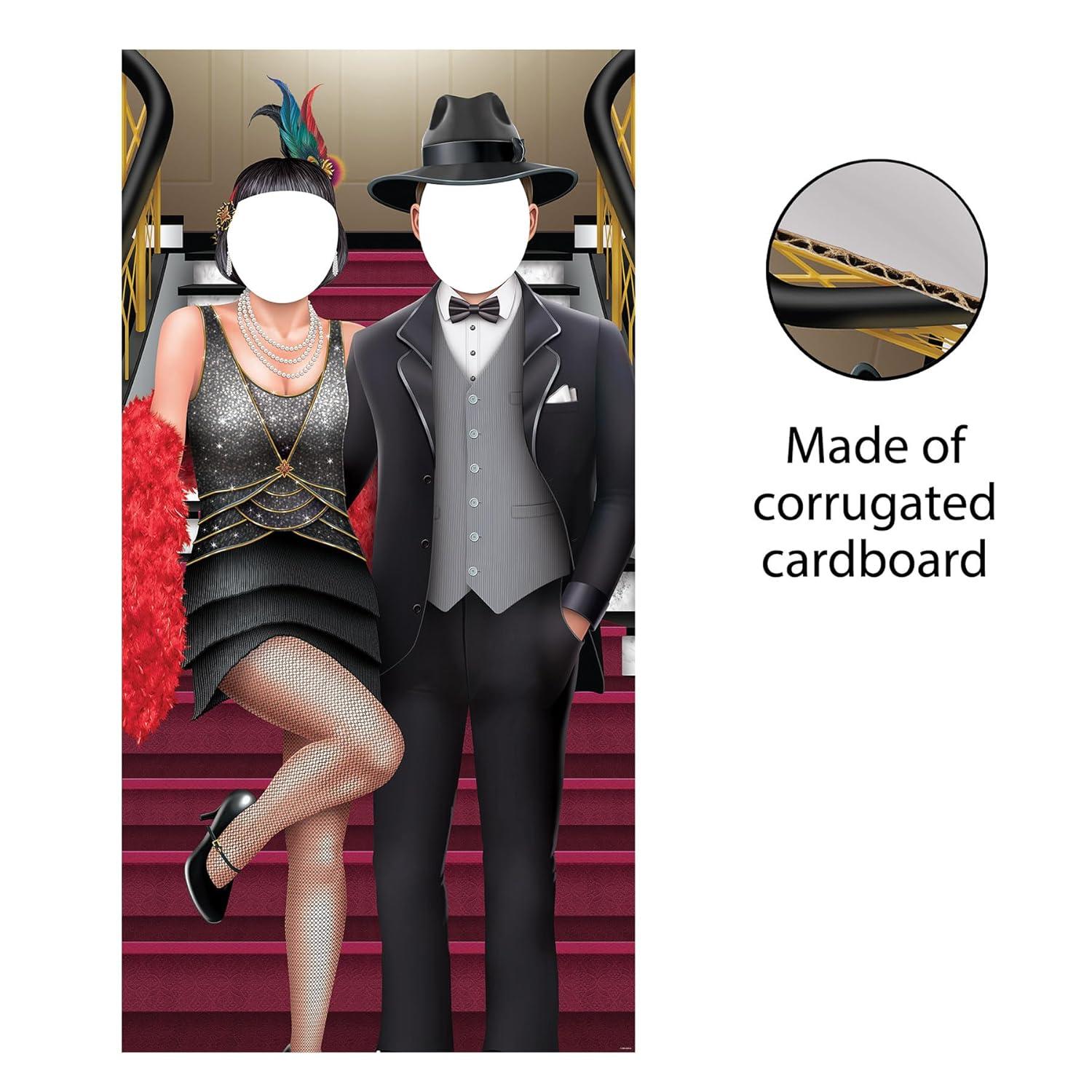 Roaring 20's Couple Photo Prop Stand-Up in Black and White