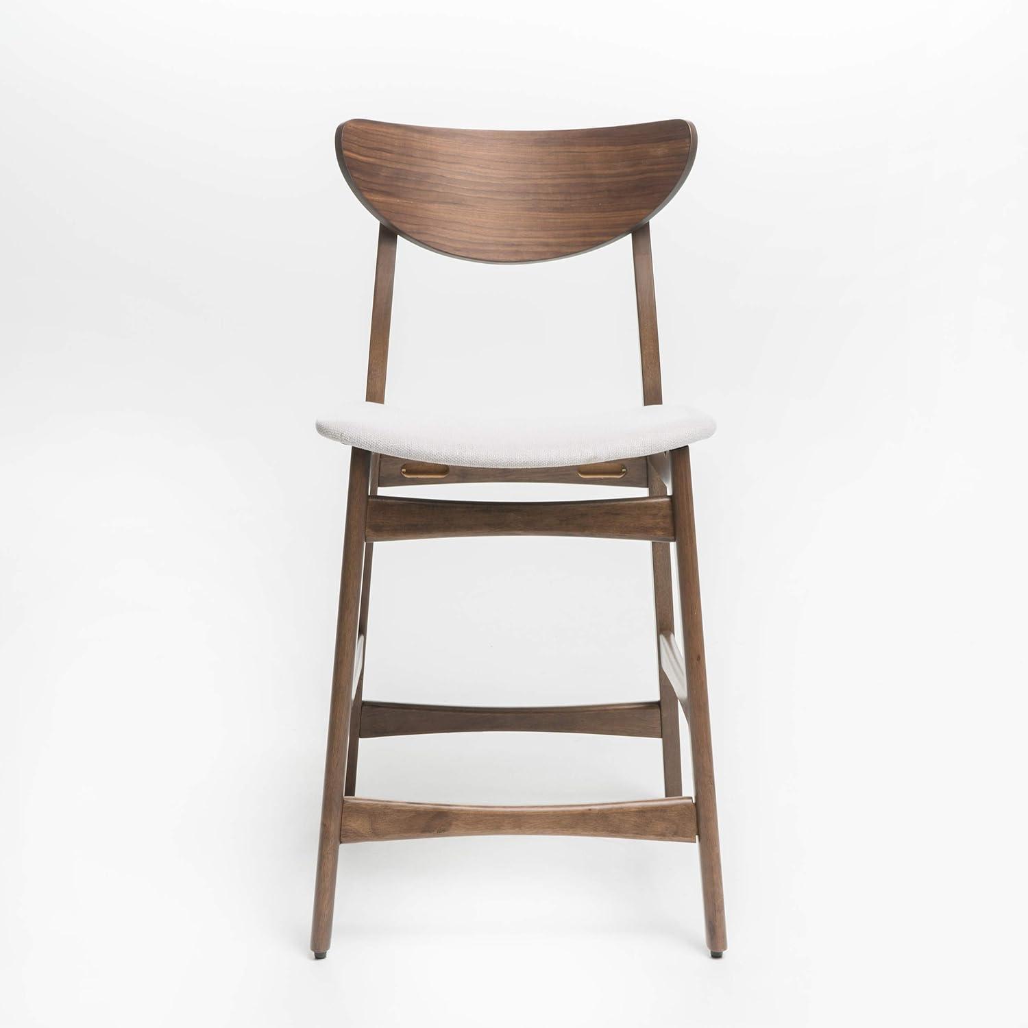 Set of 2 24" Gavin Natural Frame Counter Height Barstools Dark Gray - Christopher Knight Home: Upholstered, Rubberwood Legs