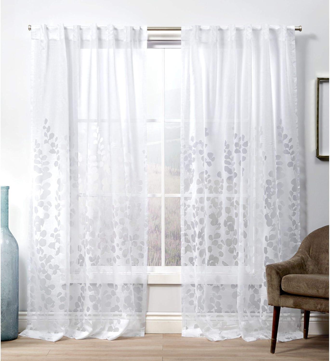 Exclusive Home Wilshire Burnout Sheer Hidden Tab Top Curtain Panel Pair, 54"x108", Winter White