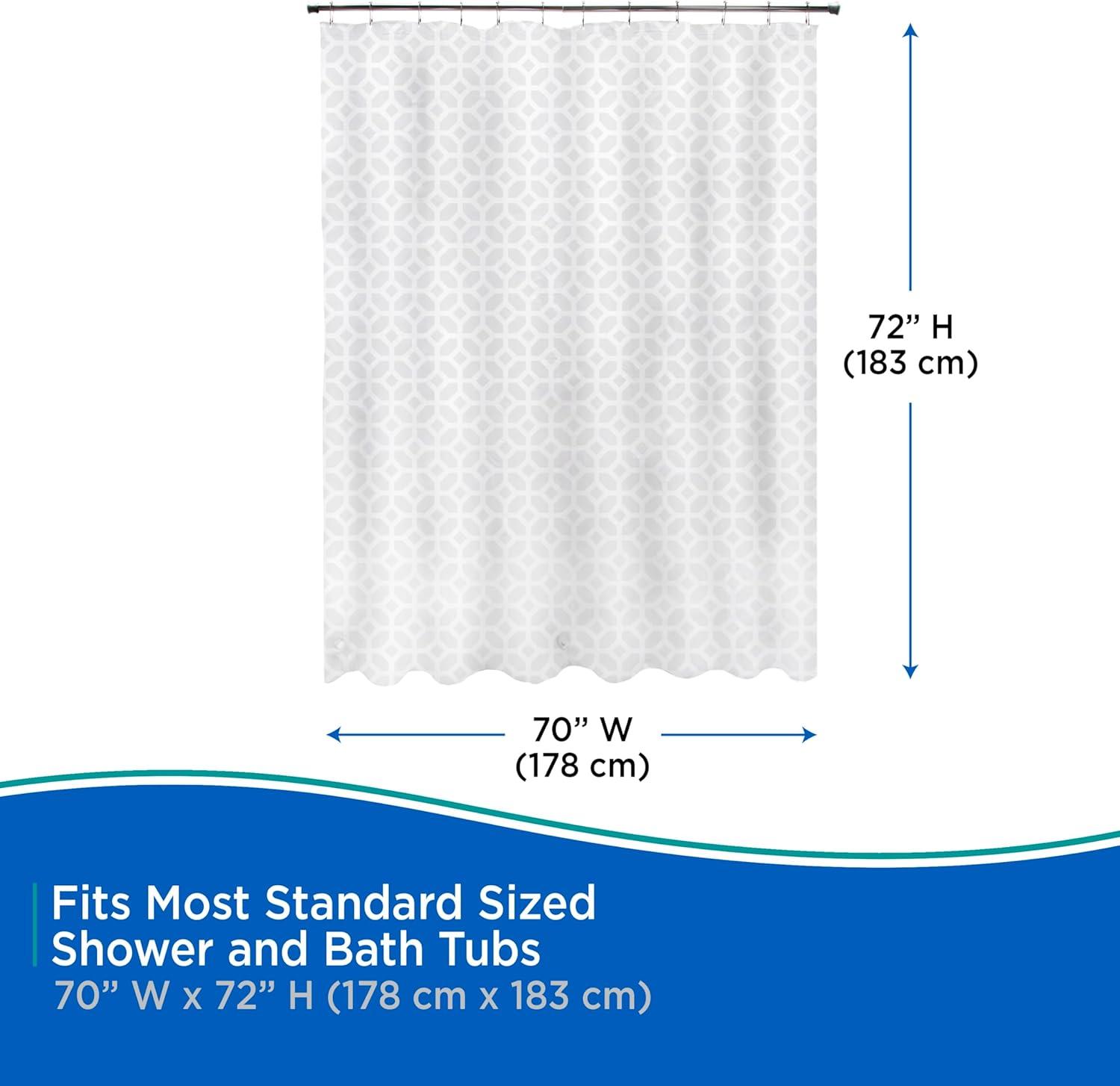 Kenney® Medium Weight Decorative PEVA Shower Curtain Liner, 70" W x 72" H, Geometric Frost