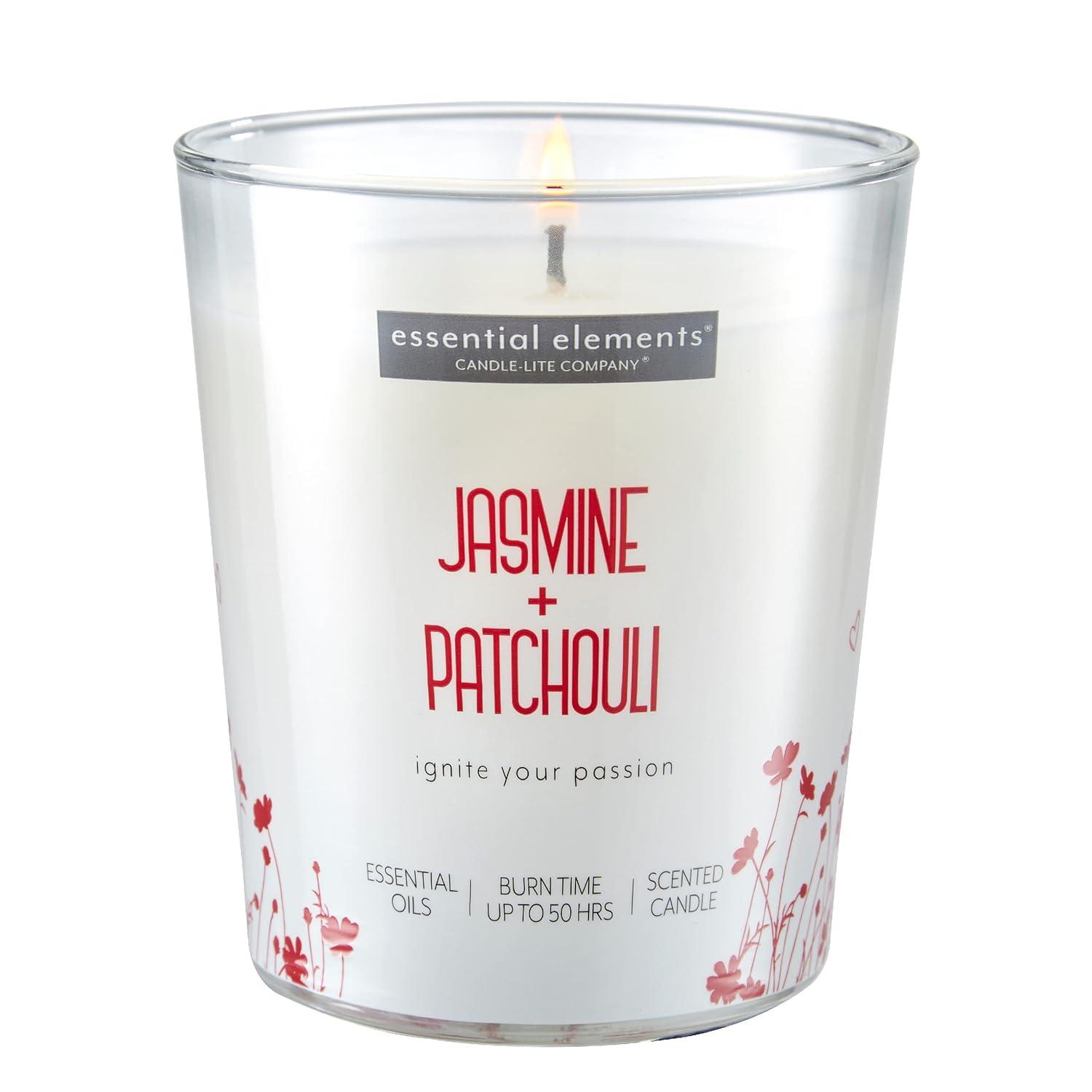 Candle Lite 251058 9 oz Jasmine & Patchouli Jar Candle with Gray Wood Lid