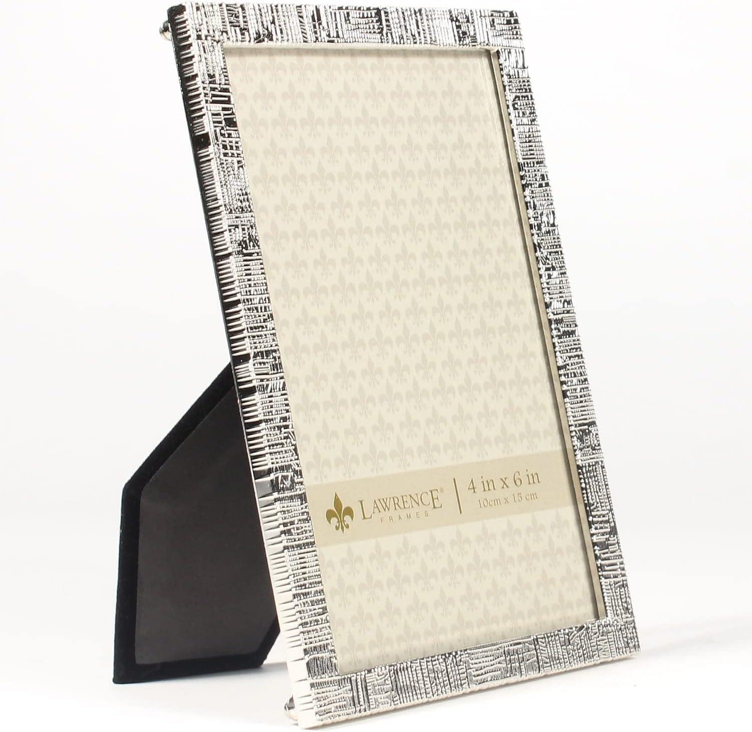 4x6 Silver Metal Picture Frame with Linen Pattern