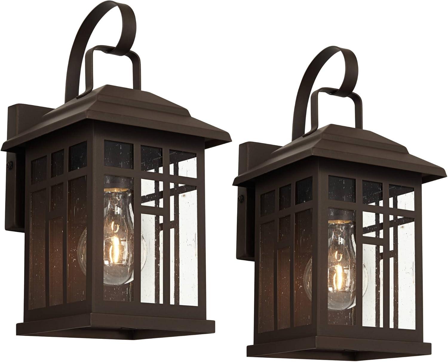 Bronze Carriage Style Outdoor Wall Lantern Set with Clear Glass