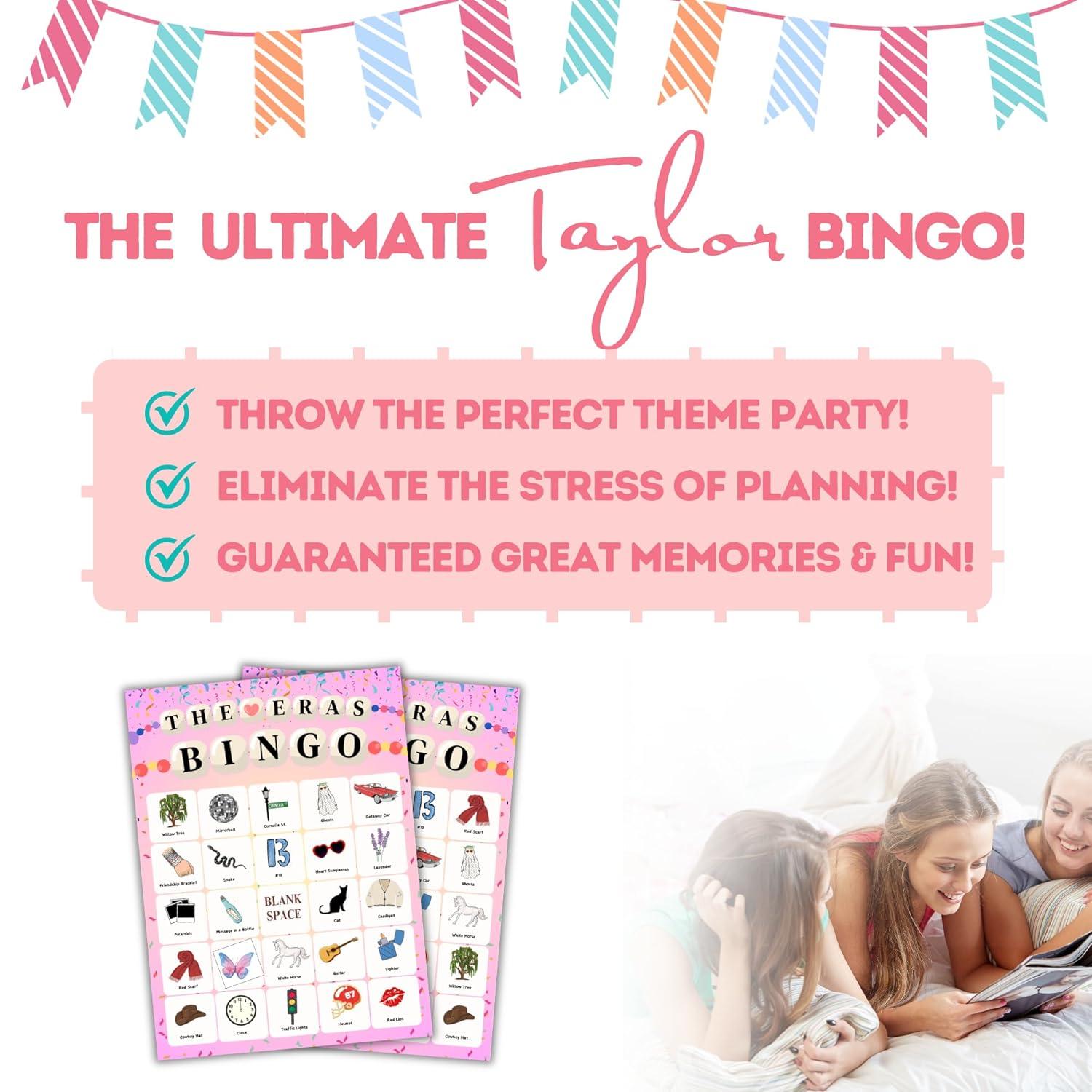 The Original Bingo Taylor Party Favors | Birthday Games | TS Party Supplies for 24 Players | Taylor Party Favors | Birthday Party Favors Decorations | Party Decor