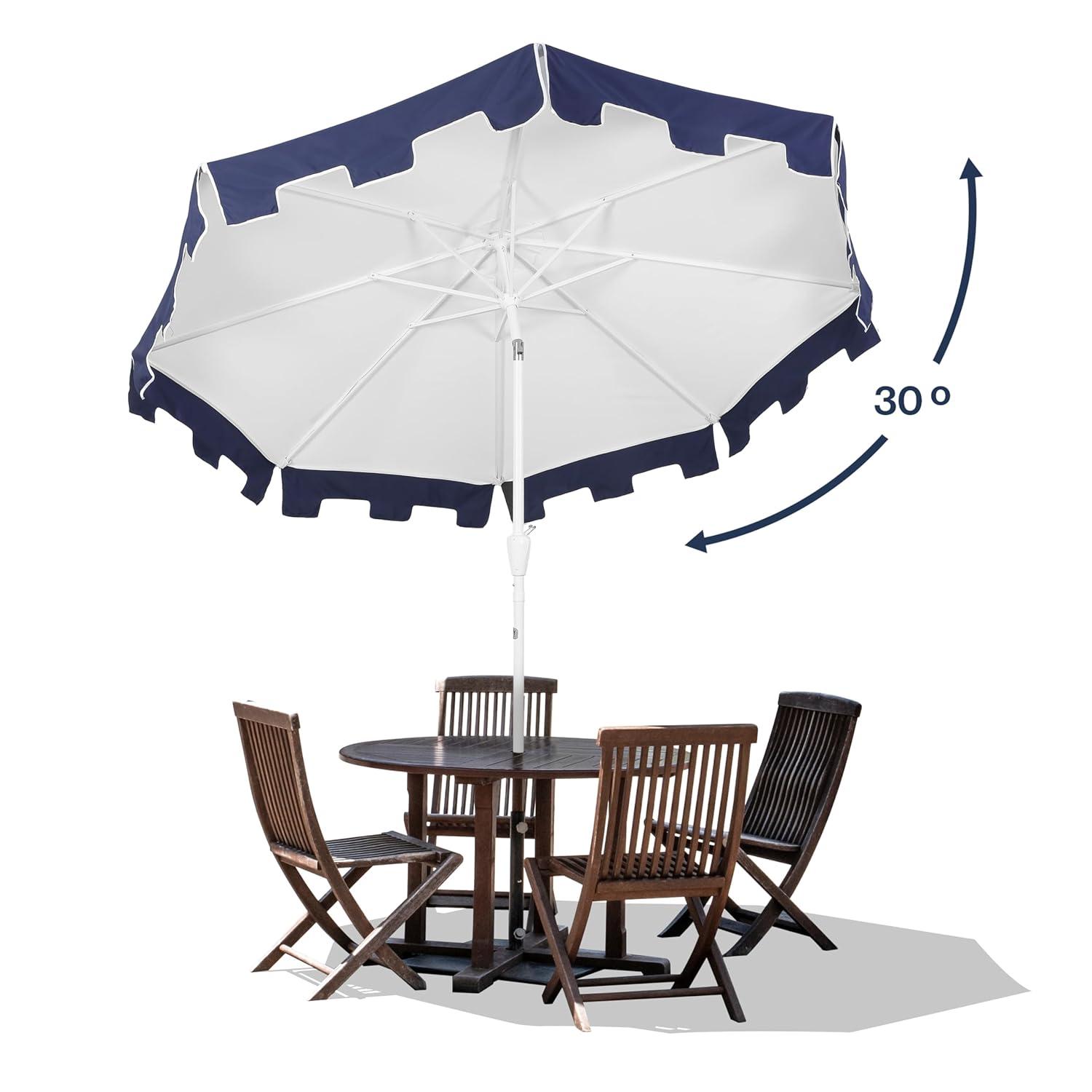 Arlmont & Co. Taveon 9 ft. Classic MidCentury Market Patio Umbrella with UV Protection, Auto-Tilt, and Crank