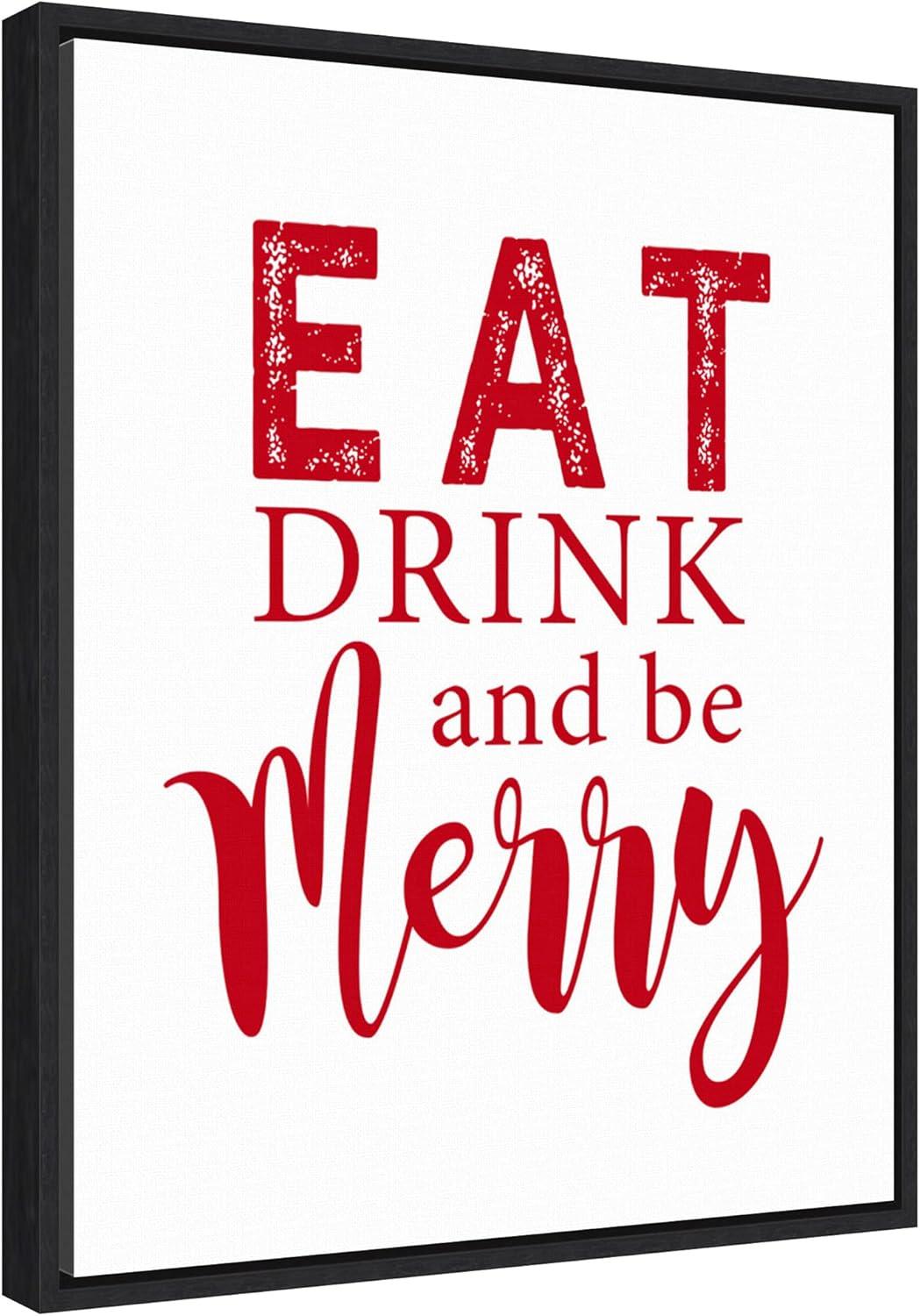 Eat Drink and Be Merry Red Framed Canvas Wall Art