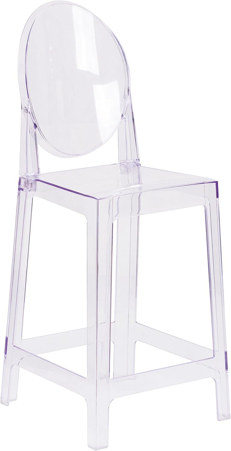 Flash Furniture Ghost Counter Stool with Oval Back in Transparent Crystal