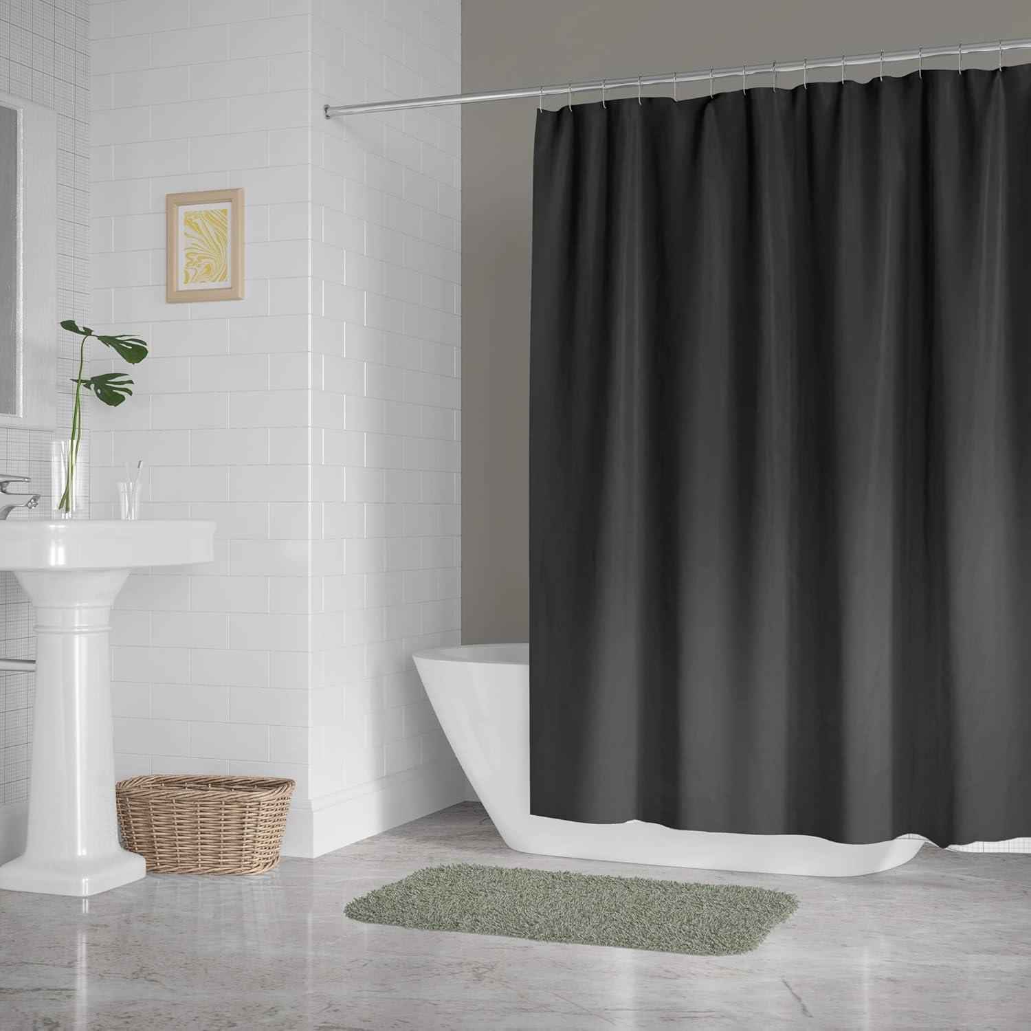 Design Imports SHOWER CURTAIN Contemporary Black Solid Print Peva Shower Curtains, 72 x 70 in, Washable