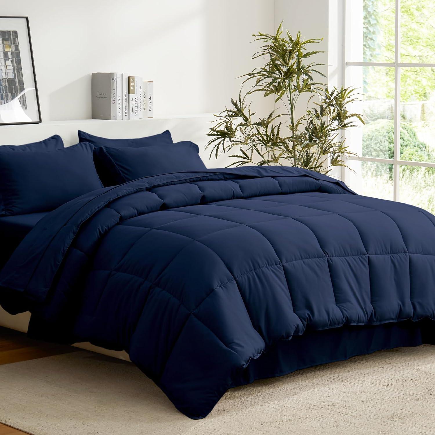 Sweet Home Collection All Season Bed-in-A-Bag 5pc/7pc Solid Color Comforter & Sheet Set Ultra Soft Bedding by Sweet Home Collection