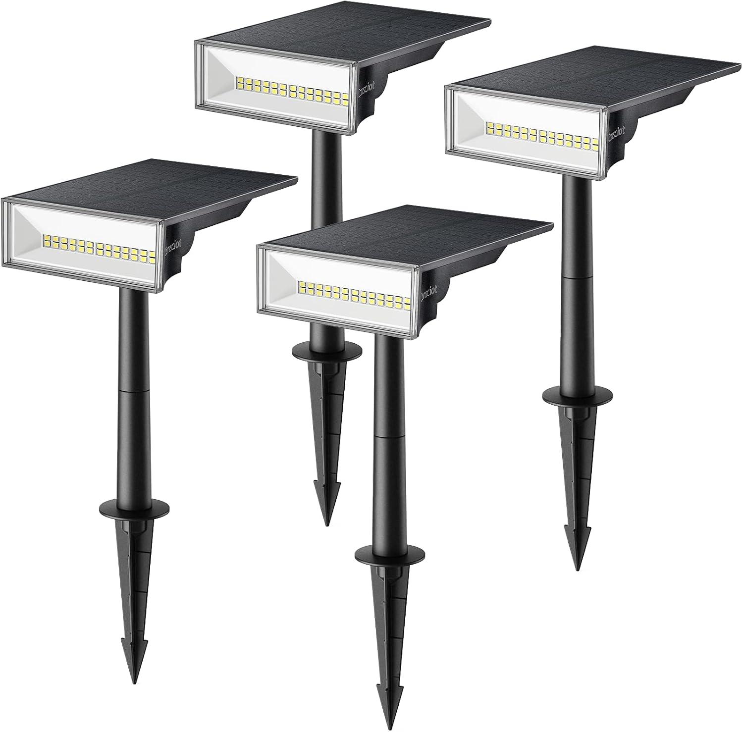 Modern Black Solar LED Outdoor Spotlights, 4-Pack